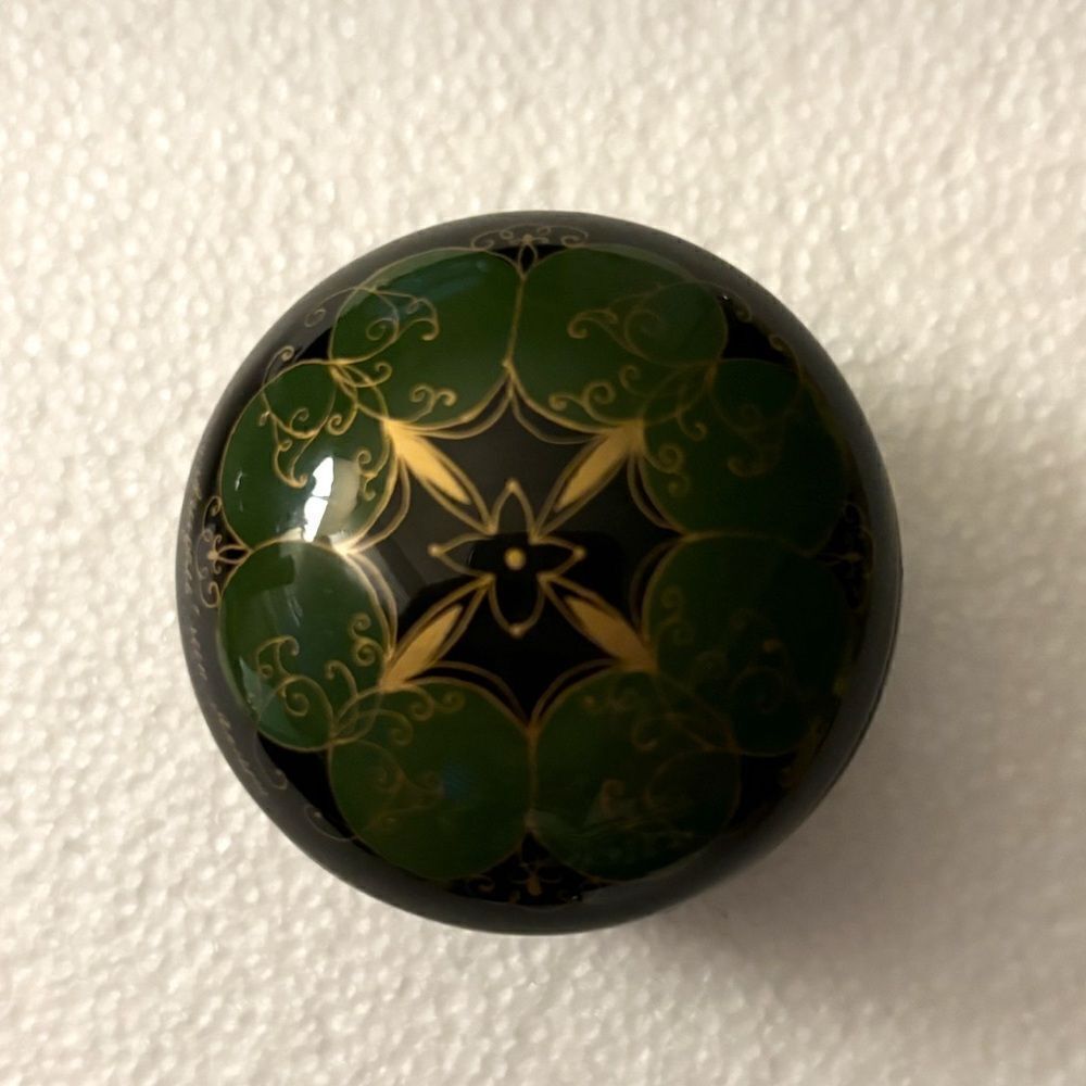Vintage Russian Bagidel  Hand painted  Liquor Pill  wood box/ Small